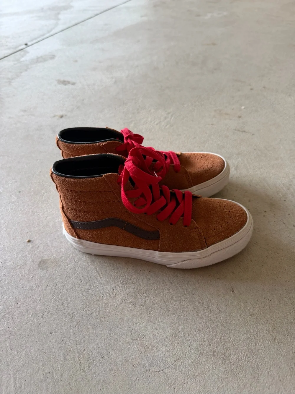 Vans Rust Suede Sneakers with Red Laces